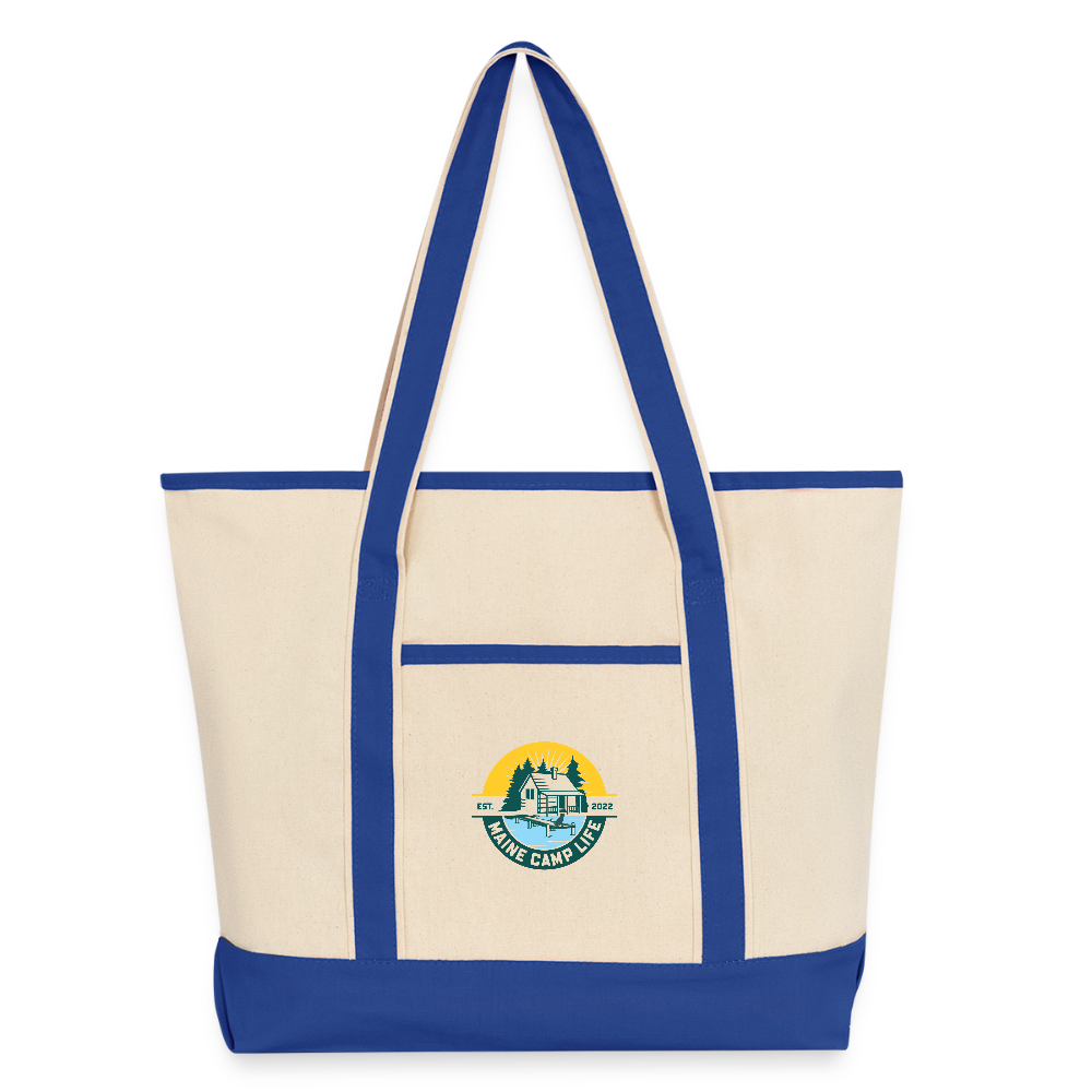MCL - Large Canvas Deluxe Tote - natural/royal