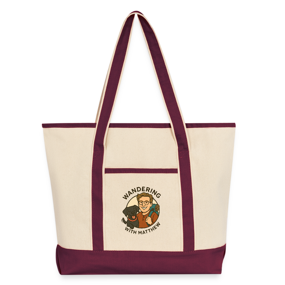 WWM - Large Canvas Deluxe Tote - natural/maroon