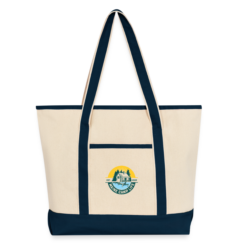 MCL - Large Canvas Deluxe Tote - Natural/French Navy